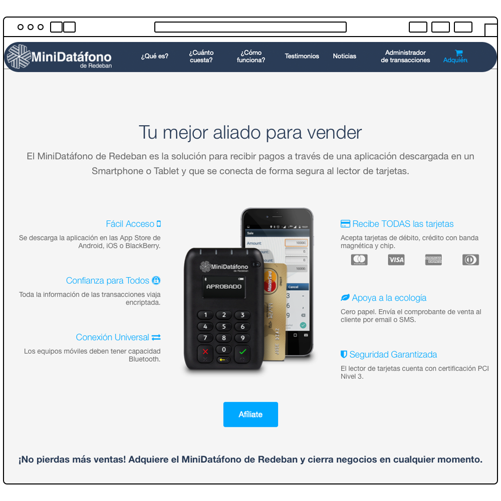 Screenshot of the MiniDatafono website